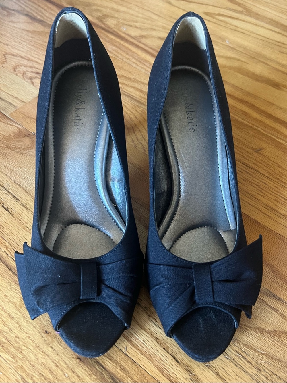 Kelly & Katie Black Peep-Toe Bow Heels
